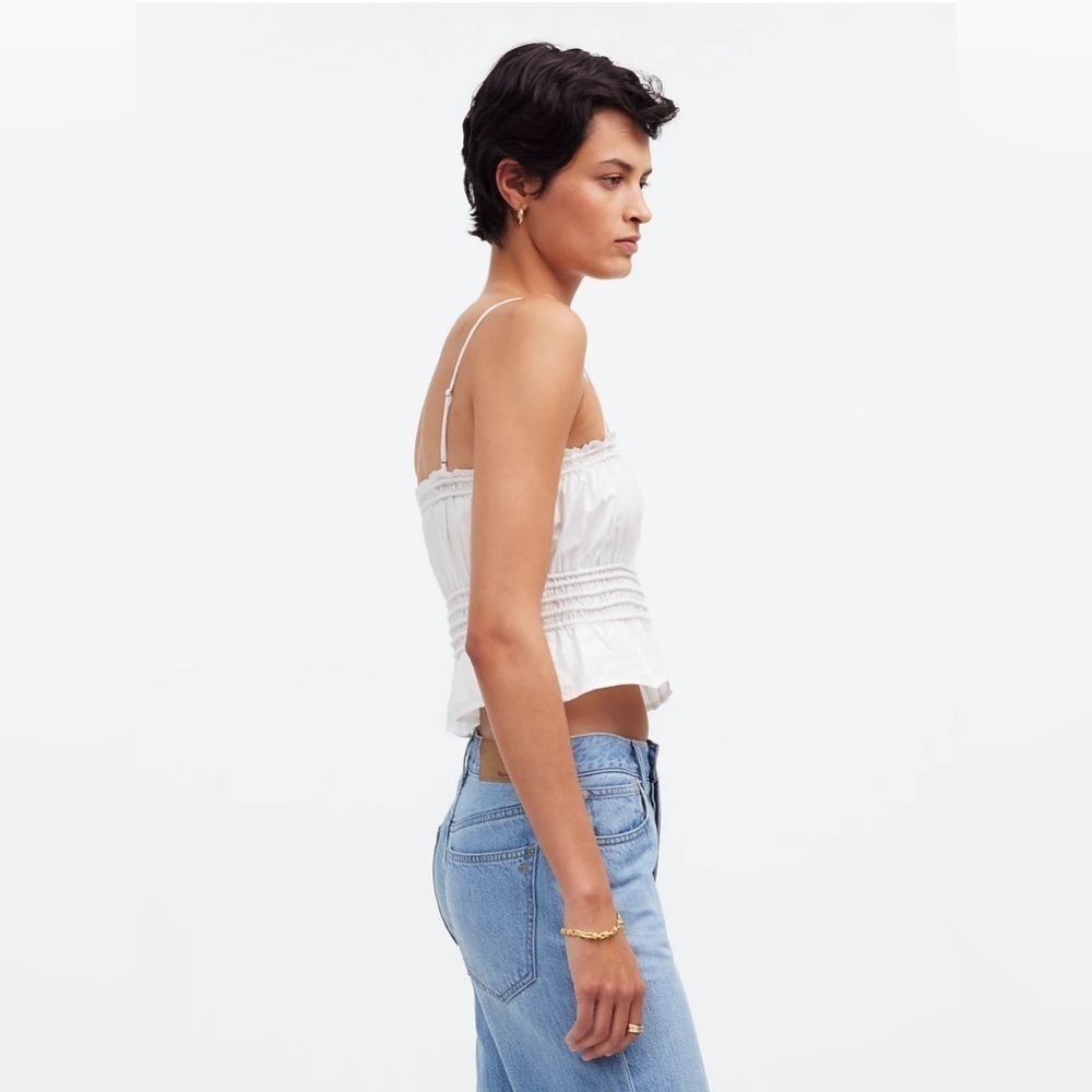 Madewell NWT Smocked Button-Front Top in Poplin S… - image 4